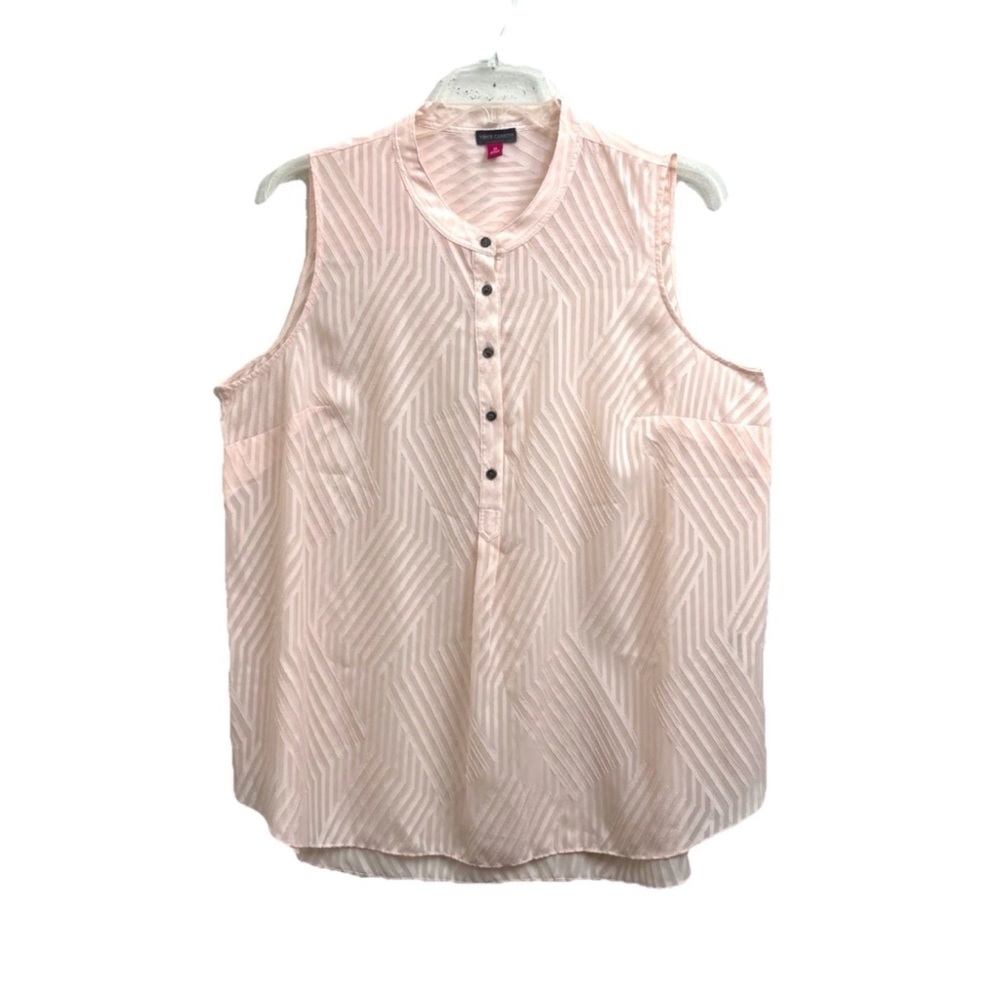 VINCE CAMUTO SLEEVELESS TOP 1X/2X BURN OUT FEMININE SHEER OFFICE SIREN COQUETTE
